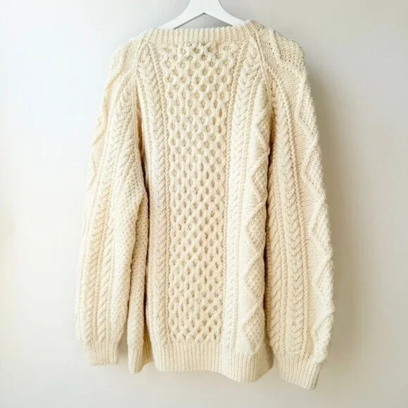 Irish Aran Co. Cable Knit Wool Fisherman Cardigan – Cream (Size XL) E28 - Picture 2 of 6